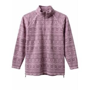 Eddie Bauer 1/4 Zip Women 2XL Mauve Burnout Fleece Mock Neck Cabincore Layer